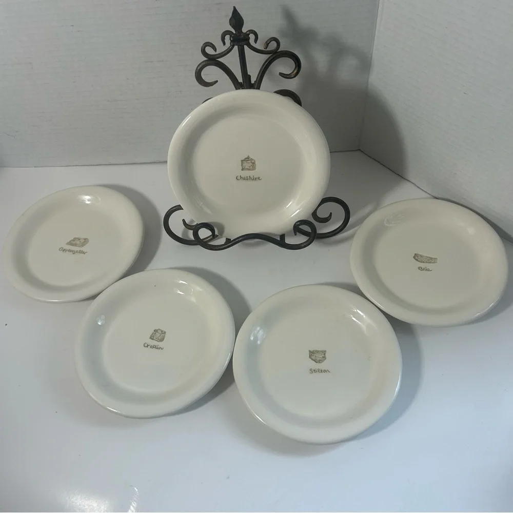 Williams Sonoma White Ceramic Cheese Plate Set of 5 6-1/4x1” Party Brunch